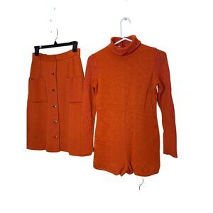 Dalton Womens Size Medium Rust Orange Wool Romper And Skirt Set Vintage